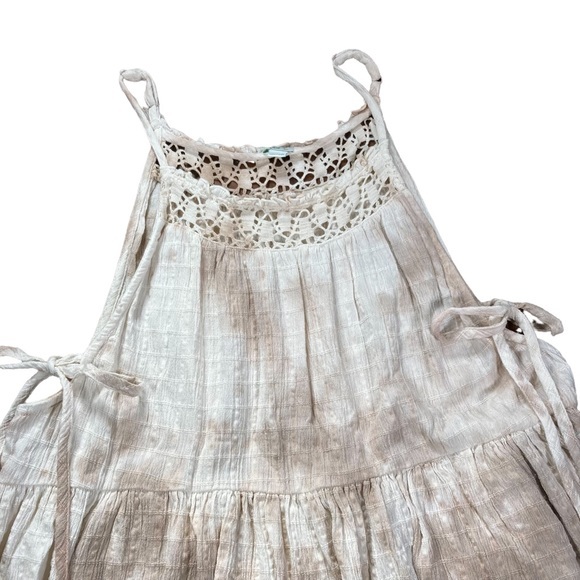 Boho Tie Dye Oversized Tank Top Ties & Tassels Aerie Size Small Crochet Neckline - Picture 3 of 15
